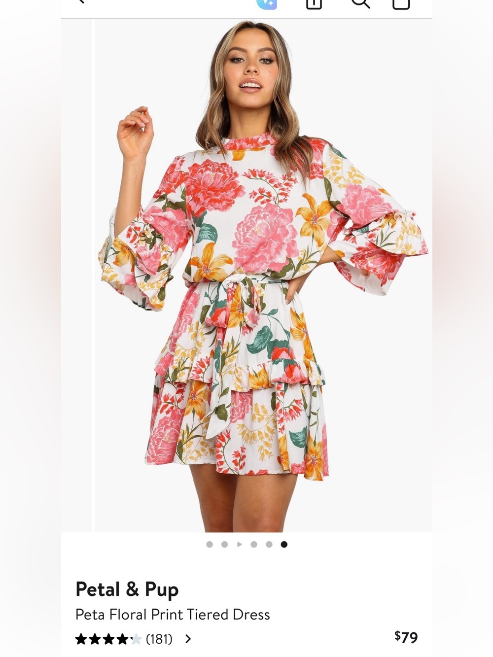 Petal & Pup White Floral Midi Dress NWT from Nordstrom SIZE Small